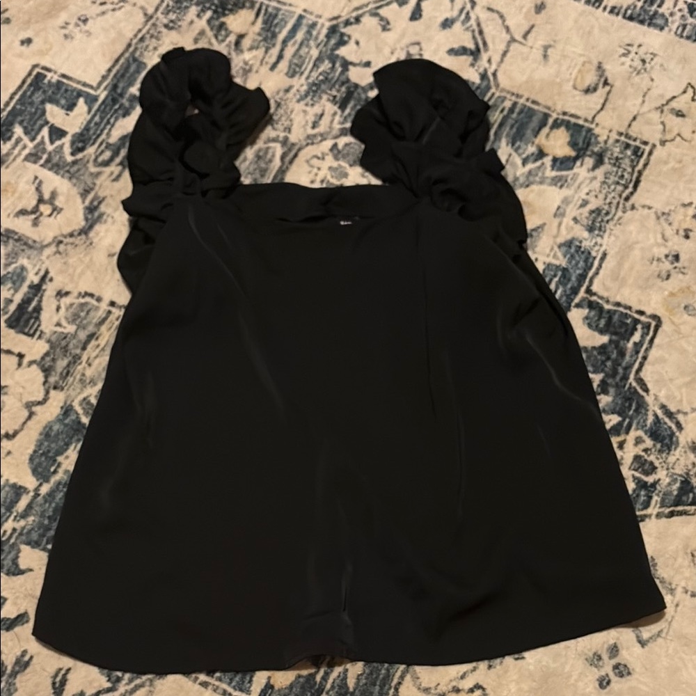 Elegant Black Women's Top with Ruffled Sleeves